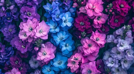 Vibrant Purple Blue Pink Flowers Close Up