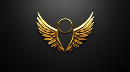 Elegant Golden Wings with Circular Center Design on a Dark Background