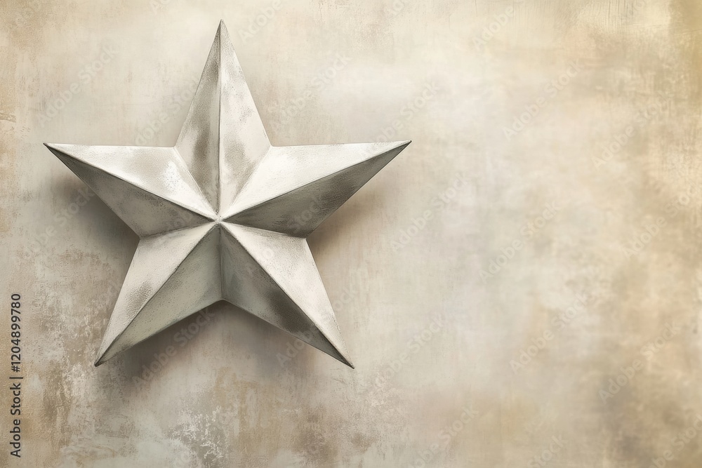 Poster decorative geometric star sculpture on a textured wall in a modern setting showcasing minimalist des