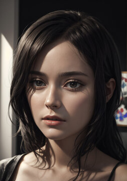 Closeup of an exhausted woman's face with sunlight across it and a thousand yard stare