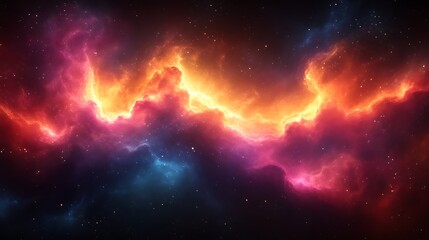 Fototapeta premium Fiery Nebula Swirling Cosmic Clouds Across The Starry Expanse