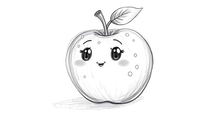 Cute cartoon apple sketch.