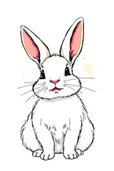 Obraz premium Cute white bunny rabbit illustration.
