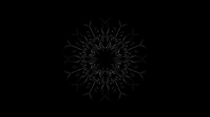 Dark grey mandala pattern on black background.