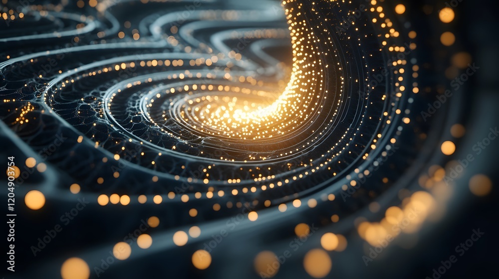 Poster dynamic flow of light particles abstract space digital art enigmatic environment close-up motion pat