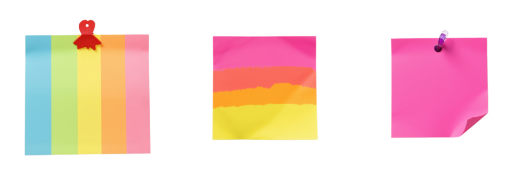 Colorful Sticky Notes with Binder Clips on Display