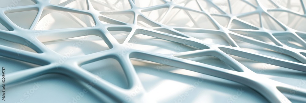 Leinwandbilder intricate white lattice design on a smooth surface illuminated by soft light showcases modern archit