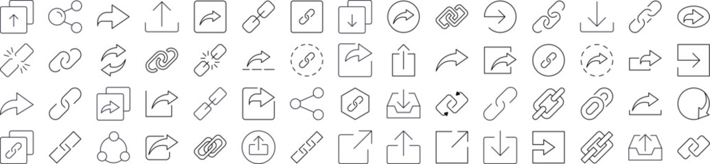 Fototapeta premium Set of Share and Link Related Line Icons. Outline Signs for Graphic and Web Design, Apps, Adverts, Various Cards