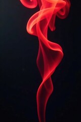 Obraz premium wispy tendrils of red smoke curl and twist on black canvas, foggy mist, eerie,