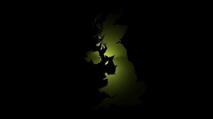 Glowing map of United Kingdom at night. (1)