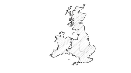 Hand-drawn sketch map of Great Britain and Ireland.