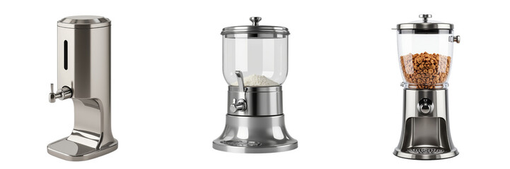 Stainless Steel Food Dispensers Displayed with Clear Glass Top