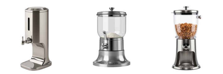 Stainless Steel Food Dispensers Displayed with Clear Glass Top