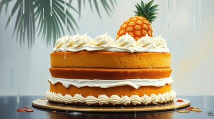 A vibrant slice of fruit-laden cake, a delightful confection