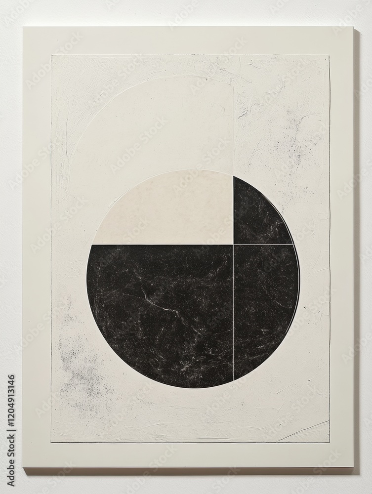 Fototapete geometric shapes in black and white art composition displayed on a light background. generative ai