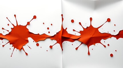 Orange paint splatters on crumpled paper.