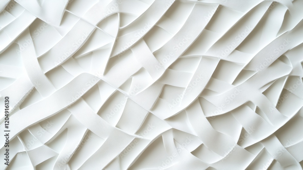 Poster Decorative wall texture featuring intricate white ribbon patterns from a close up perspective in a modern interior space. Generative AI