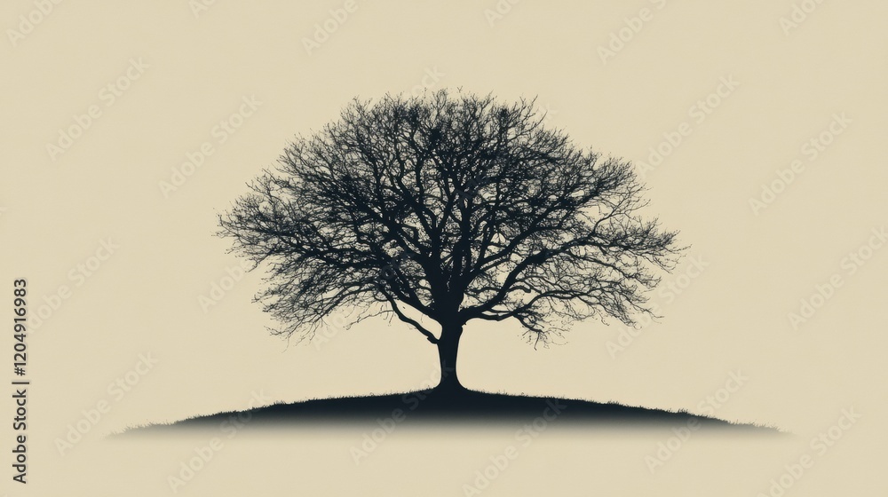 Leinwandbilder silhouette of a bare tree against a pale background symbolizing winters stillness and natures resili