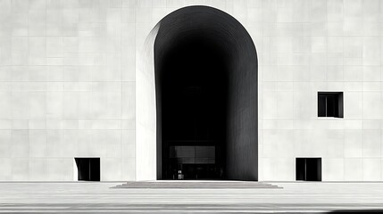 Modern Architecture Featuring a Large Archway Entrance