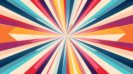 Flat Background with Colorful Rays Radiating Outward: Energetic and Vibrant Effect with Dynamic Hues Spreading for Lively Visual Impact
