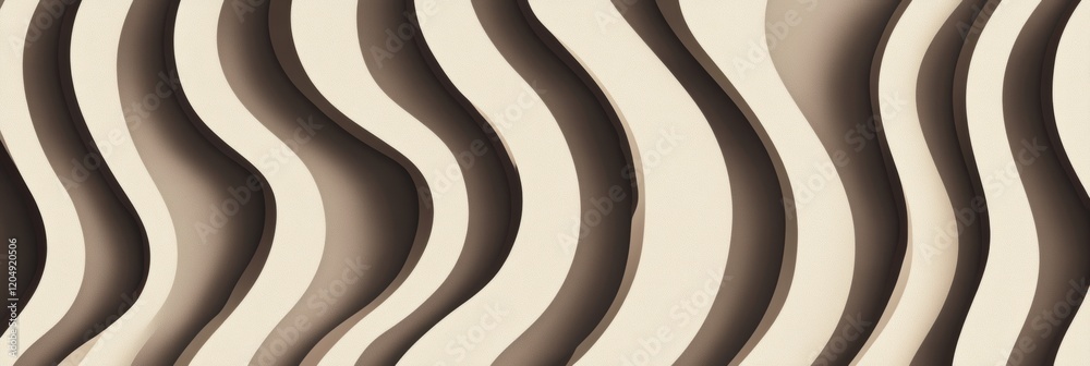 Aufkleber Modern abstract design with flowing lines in neutral tones creating a dynamic visual effect on a textured background. Generative AI