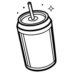 Monochrome Line Art Soda Can Design