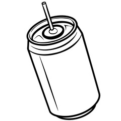 Monochrome Line Art Soda Can Design