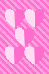 Pink heart pattern. Vector design for card, postcard, poster, print, banner. Valentine's day concept.