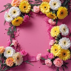 Obraz premium pink background adorned with gerbera flowers