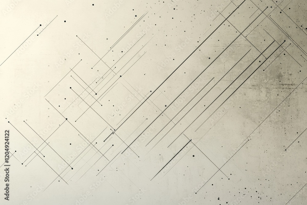 Poster abstract lines and dots create a unique artistic design on a textured wall surface. generative ai