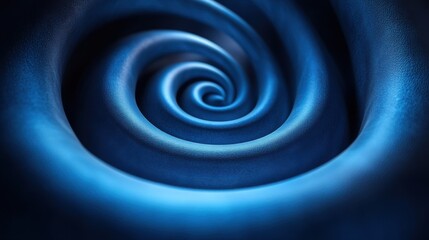 Minimalist spiral pattern wallpaper on a blue background. Banner template with white space for text, ideal for modern and professional design uses.