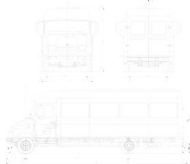 vector illustration design image of transportation bus vehicle with engine details