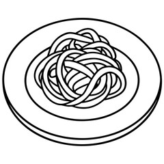 Simple Spaghetti Plate with Fork Line Art