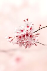 Delicate pink cherry blossoms in bloom.