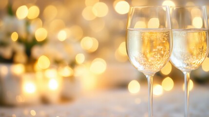Cherry blossoms adorn a beautifully arranged table with sparkling glasses, creating a festive spring atmosphere perfect for gatherings