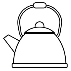Simple Tea Kettle Outline in Vector Style