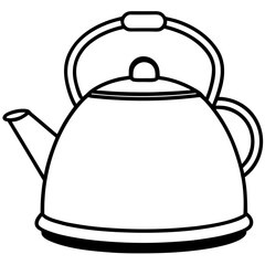 Simple Tea Kettle Outline in Vector Style