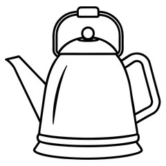 Simple Tea Kettle Outline in Vector Style