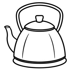 Simple Tea Kettle Outline in Vector Style