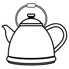 Simple Tea Kettle Outline in Vector Style