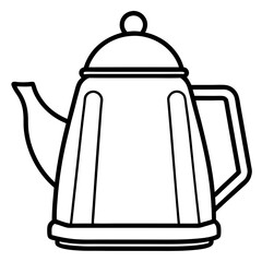 Simple Tea Kettle Outline in Vector Style