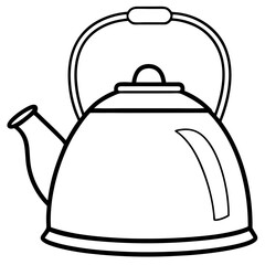 Simple Tea Kettle Outline in Vector Style