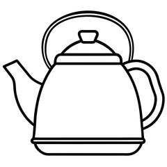 Simple Tea Kettle Outline in Vector Style