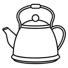 Simple Tea Kettle Outline in Vector Style