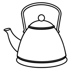 Simple Tea Kettle Outline in Vector Style