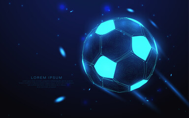 Naklejka premium Futuristic Glowing Digital Soccer Ball Illustration