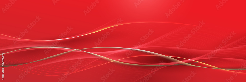 Poster red abstract wavy background with gradient lines