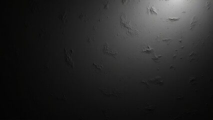 Rough, cratered black wall bathed in soft white light from the top right, casting dramatic shadows on its textured surface
