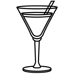 Sleek Cocktail Glass Illustration in Line Art