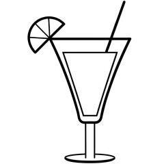 Sleek Cocktail Glass Illustration in Line Art